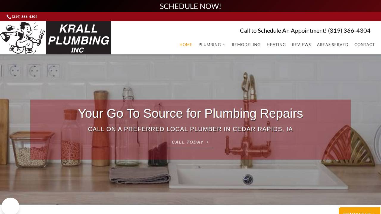 Krall Plumbing INC website screenshot
