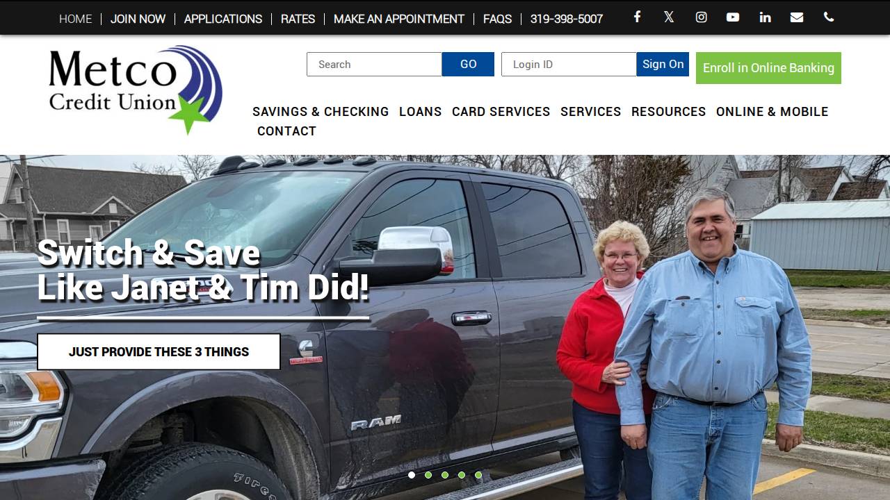 Metco Credit Union website screenshot