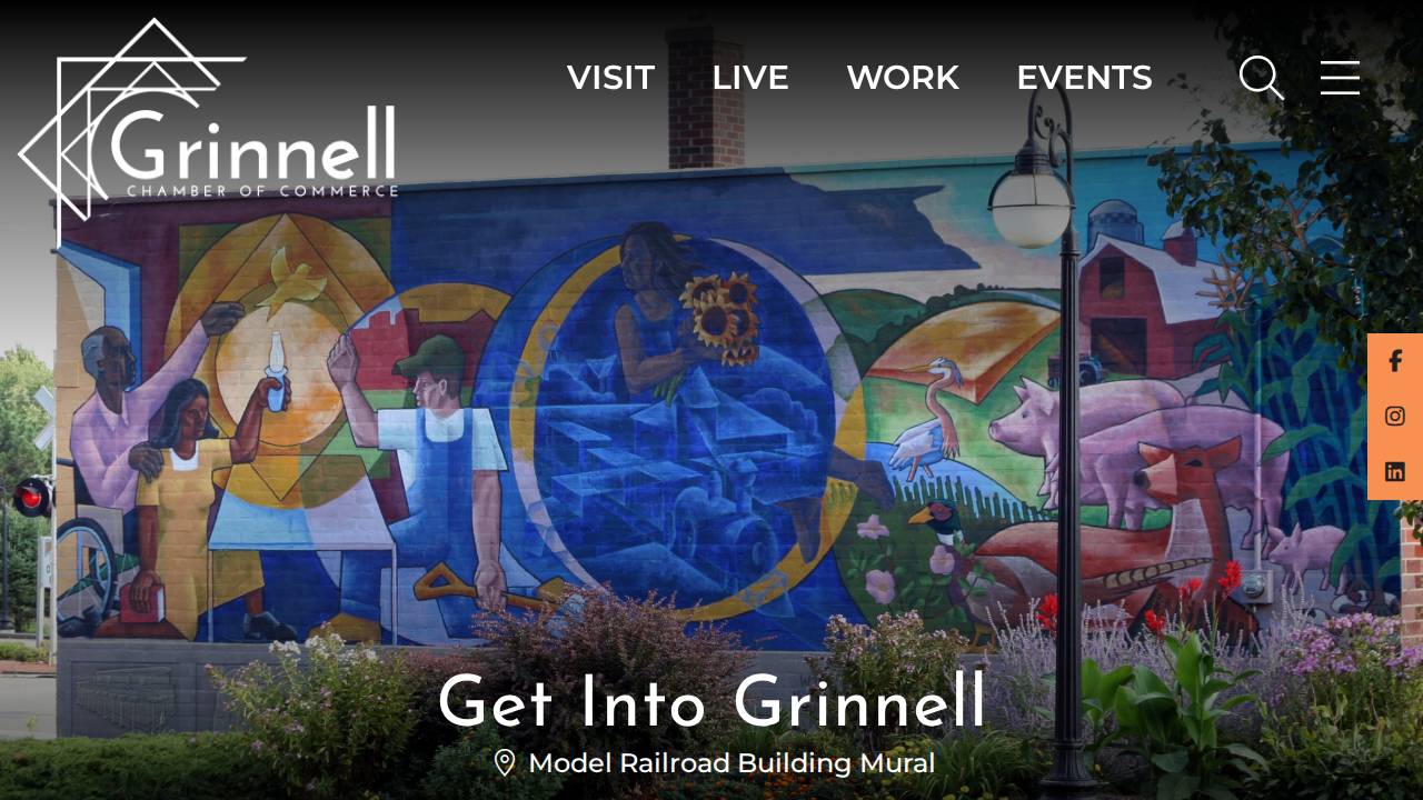 Grinnell Area Chamber OF COM website screenshot