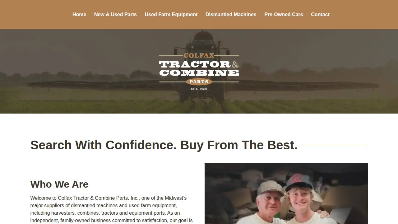 Colfax Tractor Parts INC website screenshot