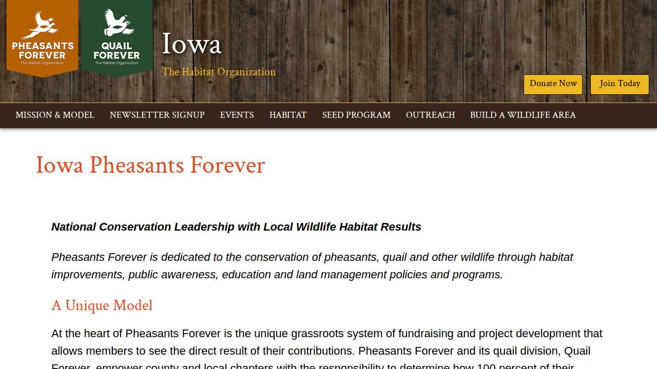 Pheasants Forever website screenshot