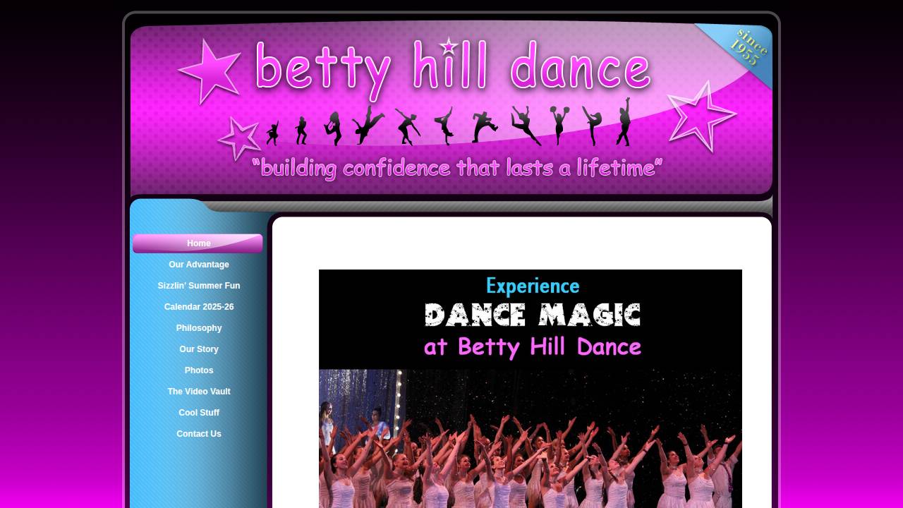 Betty Hill Dance Studios INC website screenshot