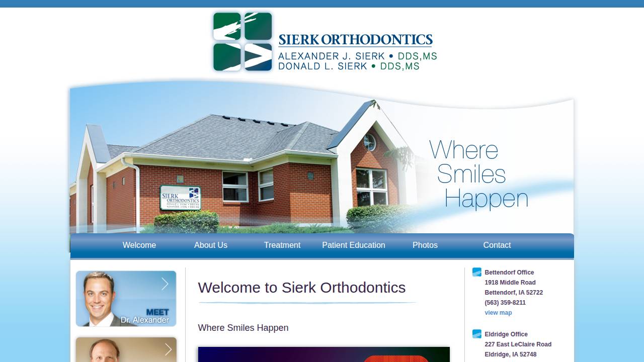 Sierk Orthodontics PC website screenshot