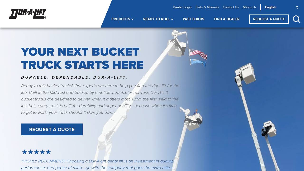 Dur-a-lift INC website screenshot