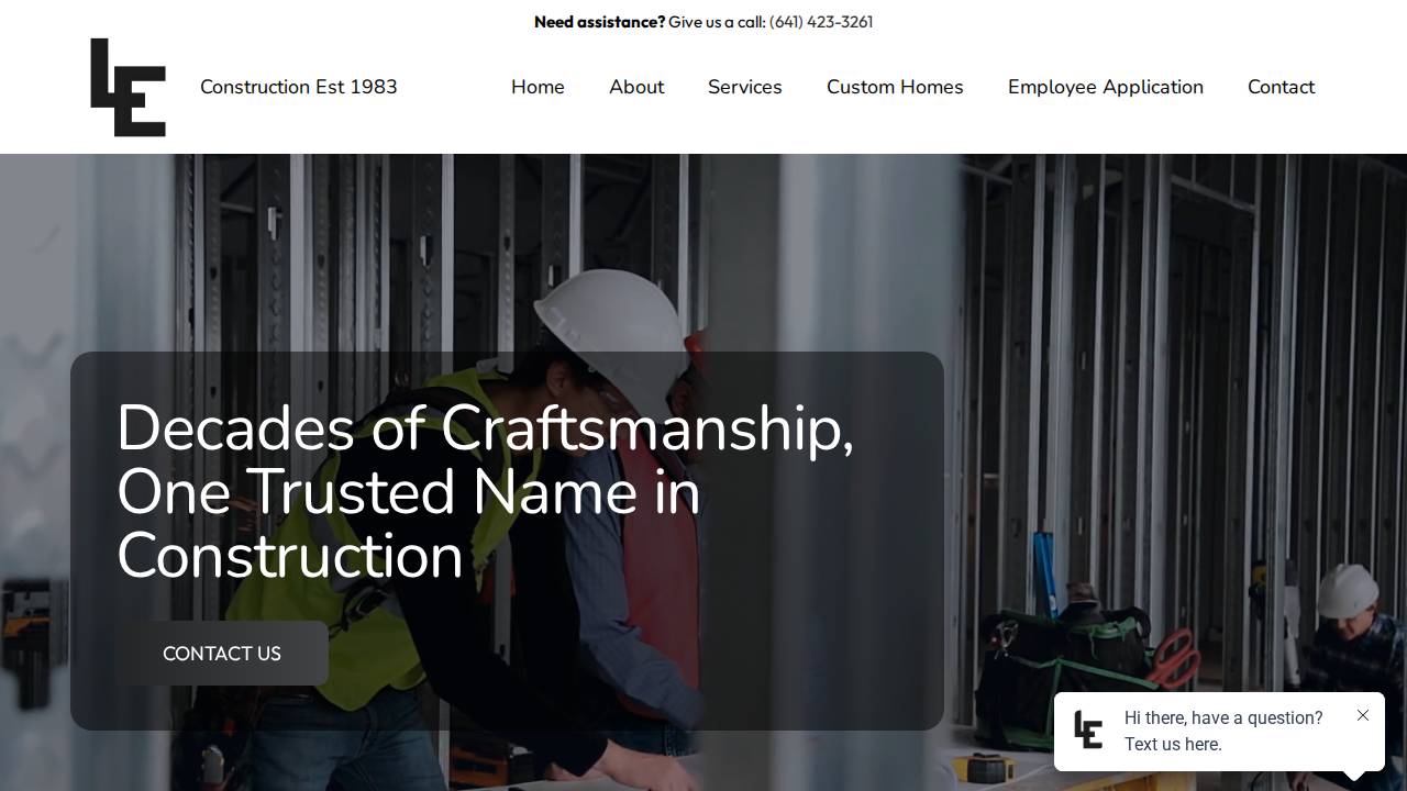 Larry Elwood Construction INC website screenshot