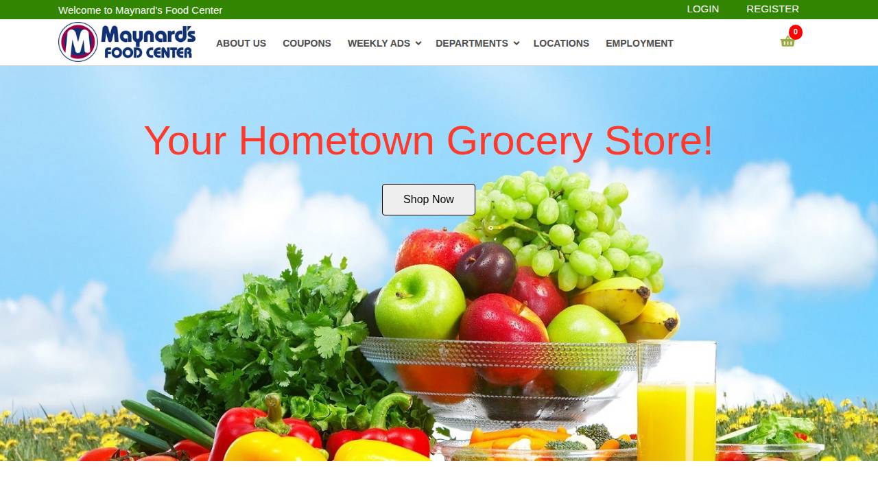 Maynard's Food Center OF Westbrook website screenshot