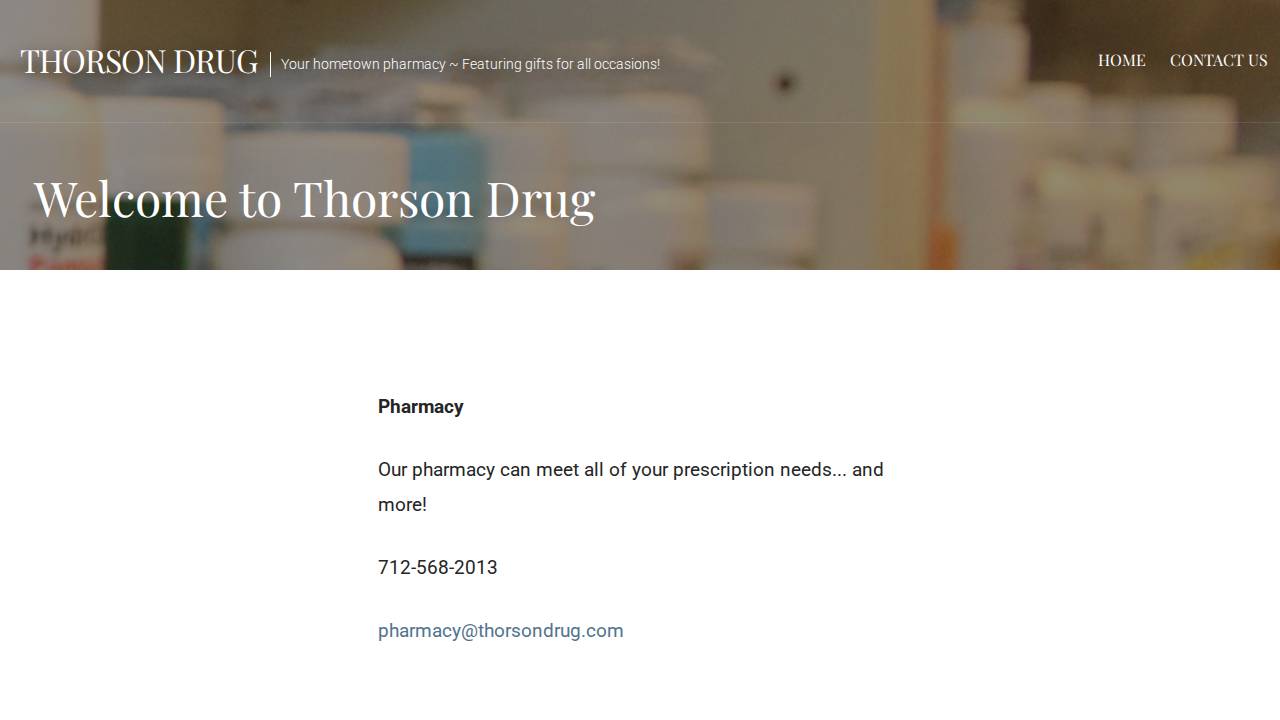 Thorson Drug INC website screenshot