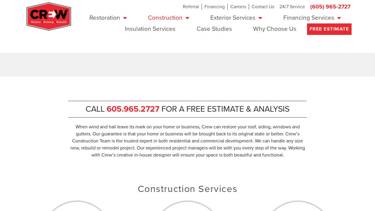 Eberts Construction LTD website screenshot