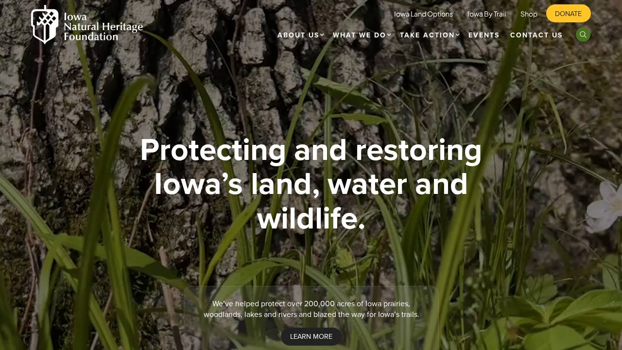 Iowa Natural Heritage FDN website screenshot