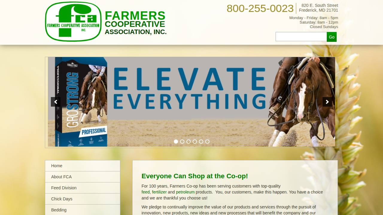 Farmers Cooperative Association website screenshot