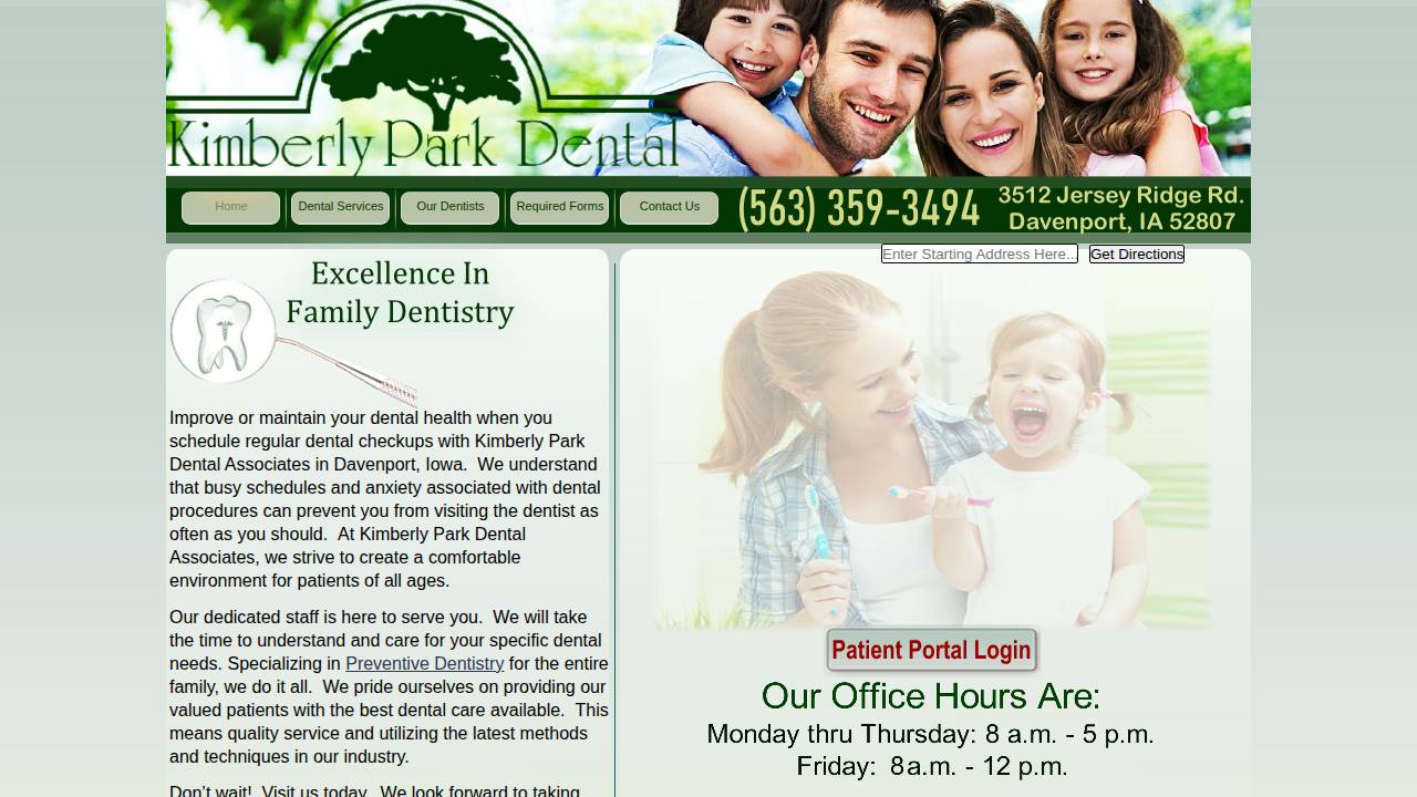 Kimberly Park Dental Associates PC, Kimb website screenshot