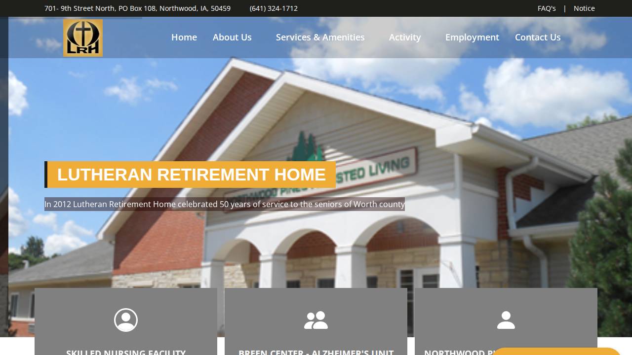 Lutheran Retirement Home website screenshot