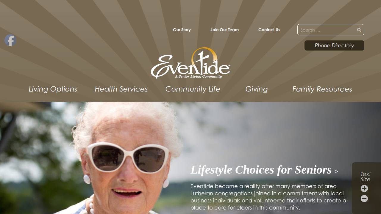 Missouri Synod, Eventide Lutheran Home FOR THE AG website screenshot