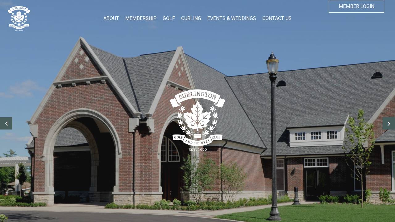 THE Burlington Golf Club website screenshot
