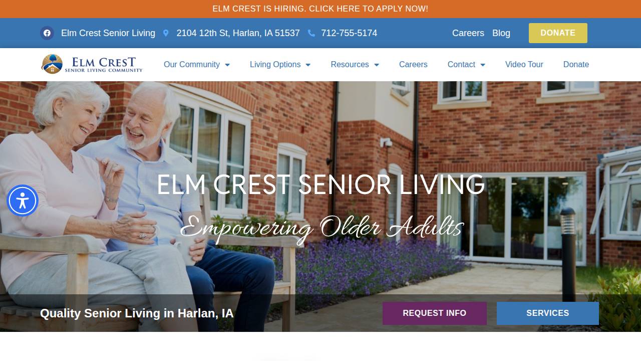 Amer Baptist Homes OF THE Midw, ELM Crest Retirement Home website screenshot