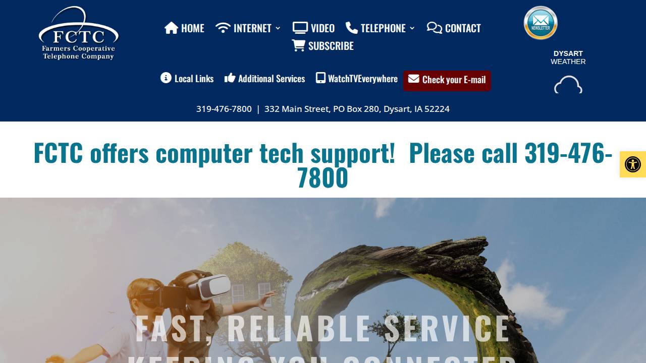 Fenton Cooperative Telephone Company website screenshot