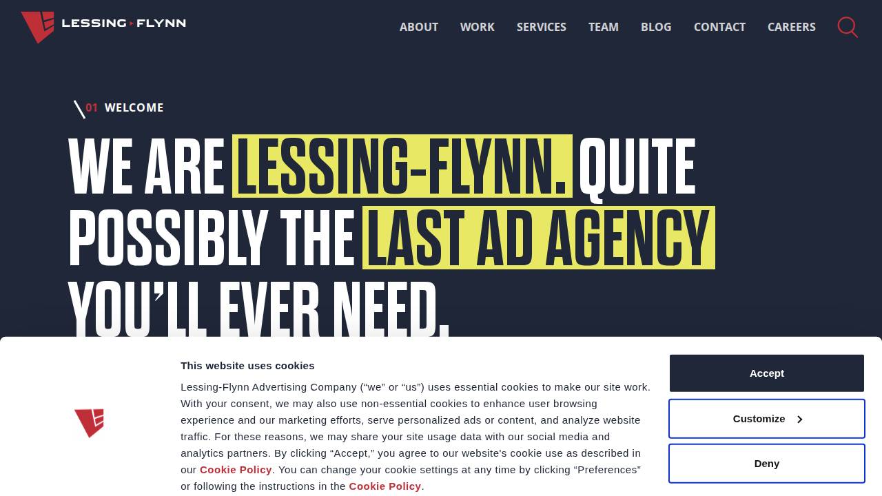Lessing Flynn Advertising CO website screenshot