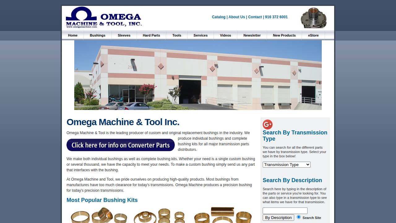 Omega Machine Tool INC website screenshot