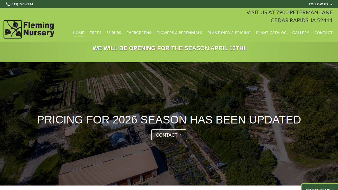 Fleming Nursery INC website screenshot
