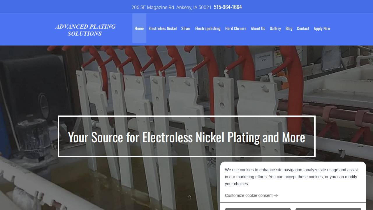 D & J Plating INC website screenshot