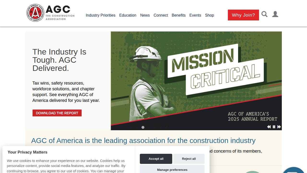 Associated General Contractors website screenshot