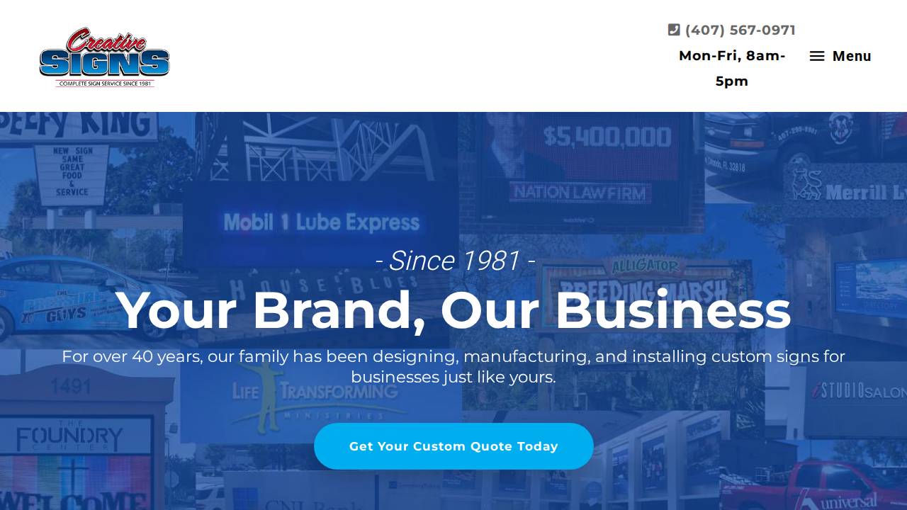 Creative Signs INC website screenshot