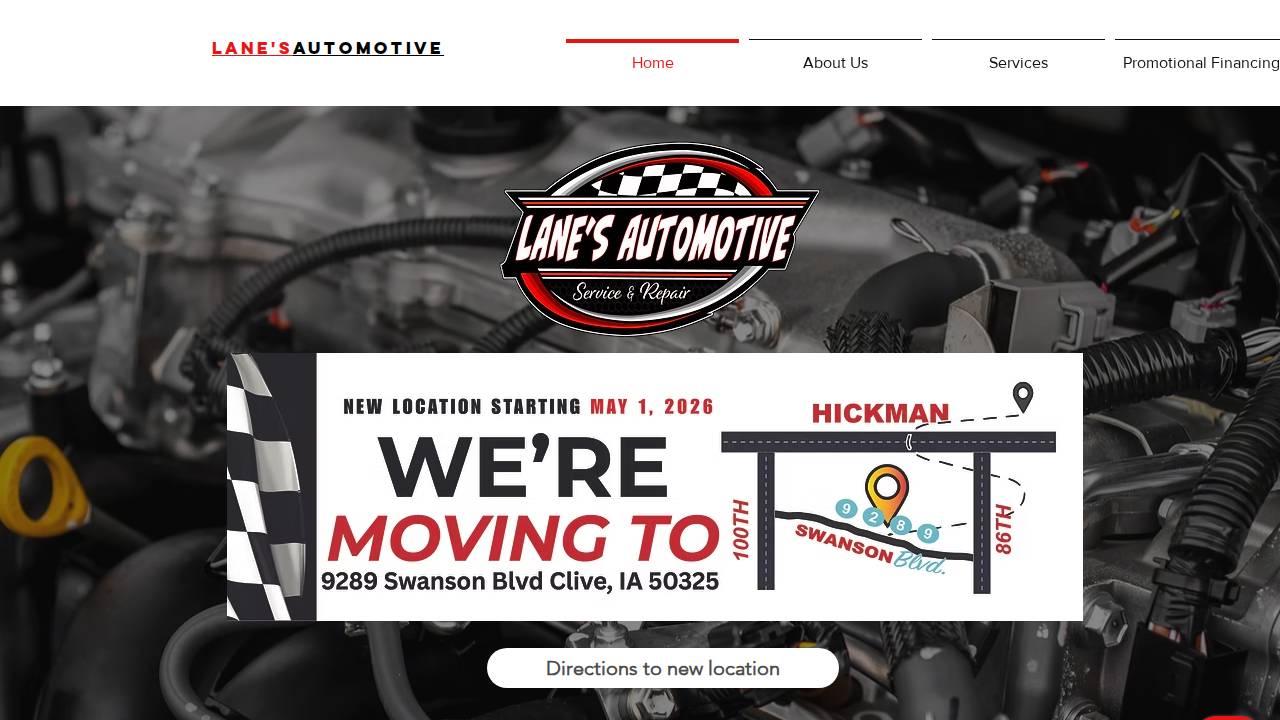 Lane's Fast Lube INC website screenshot