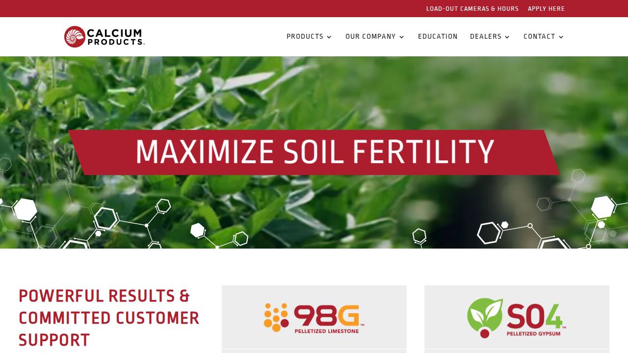 Calcium Products INC website screenshot