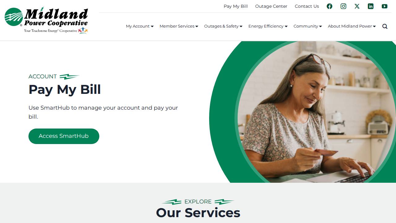 Midland Power Cooperative website screenshot