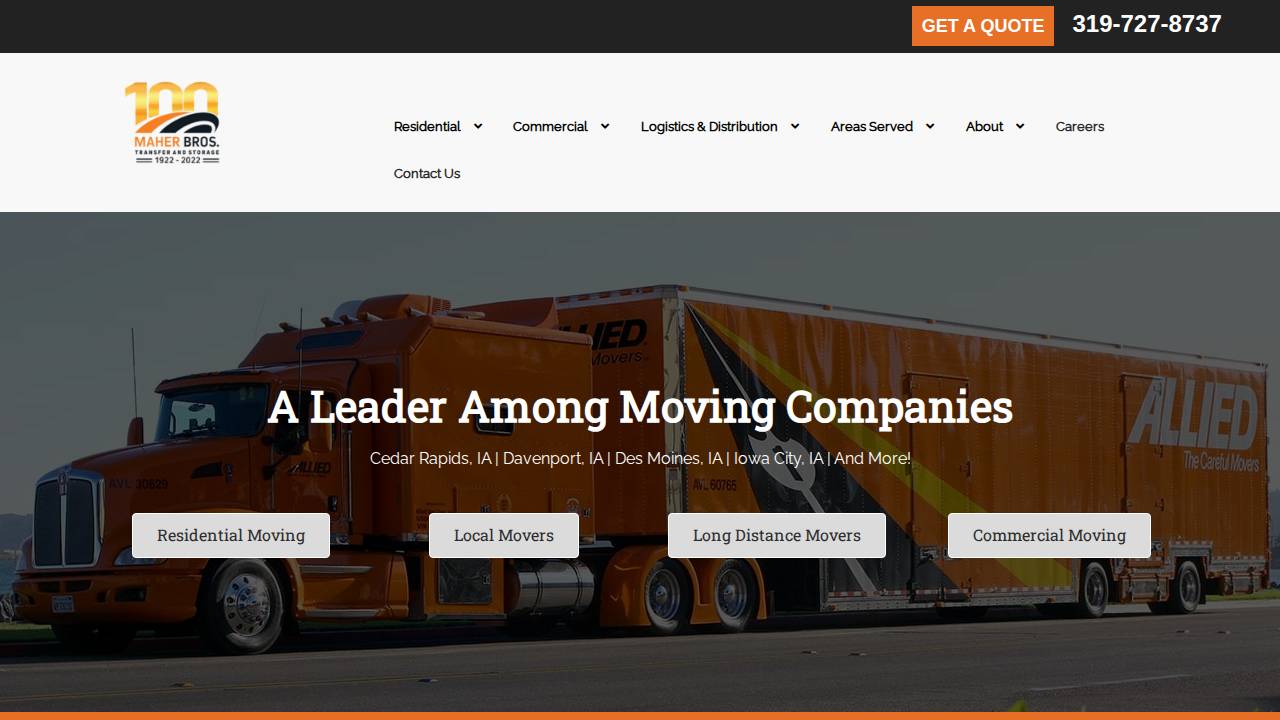 Maher Bros Transfer & Storage INC website screenshot