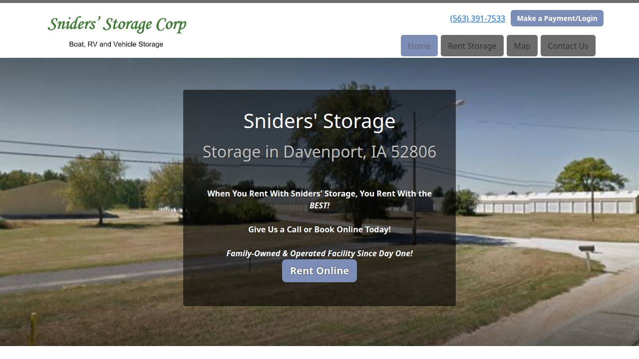 Sniders Storage Corp website screenshot
