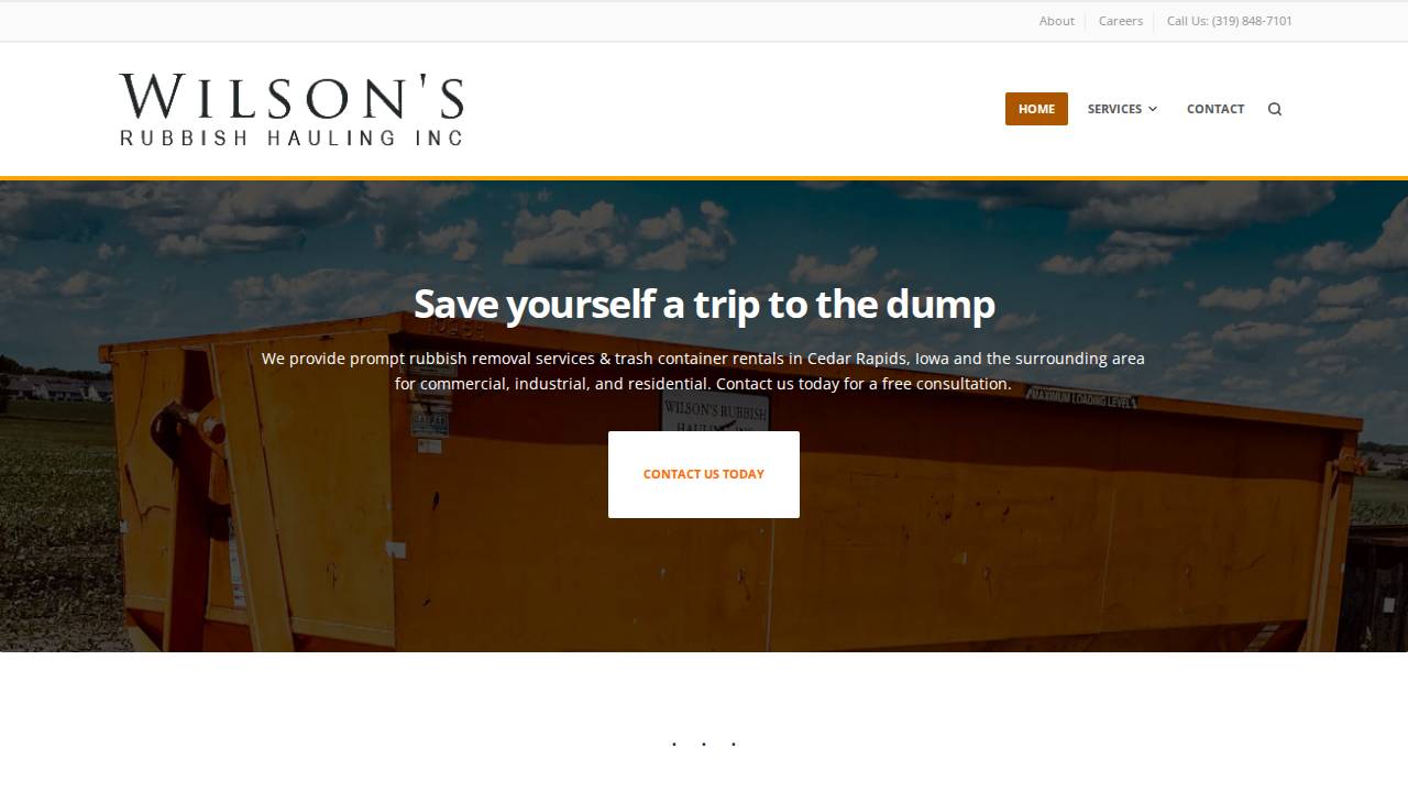 Wilson's Rubbish Hauling Inc website screenshot