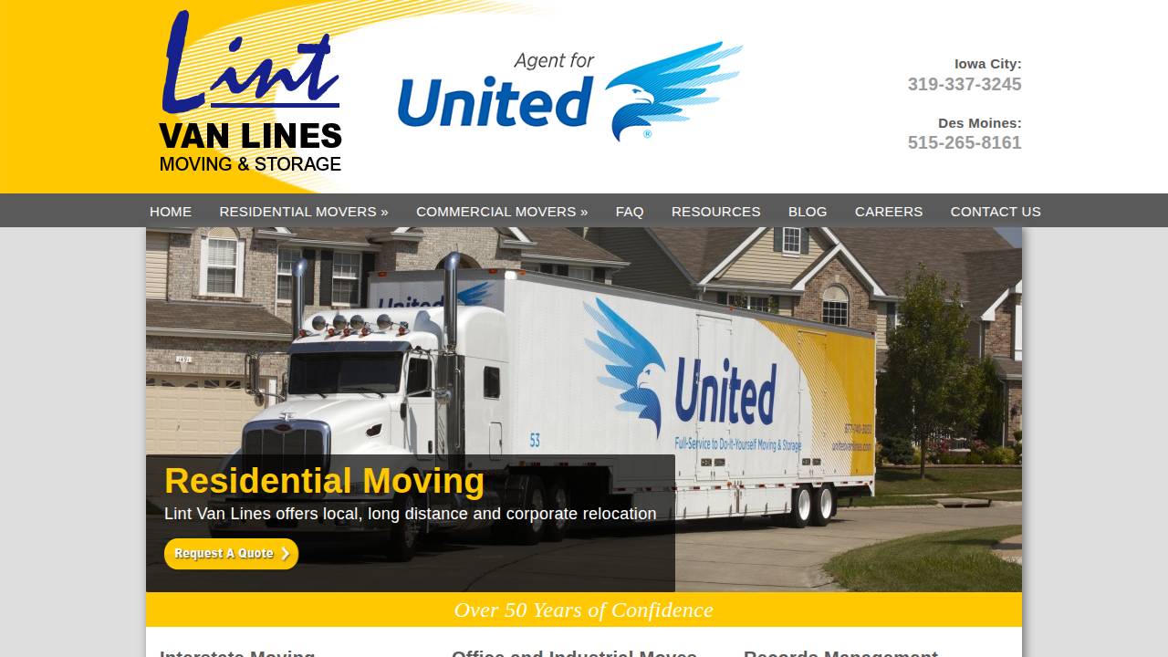 Lint VAN Lines INC website screenshot