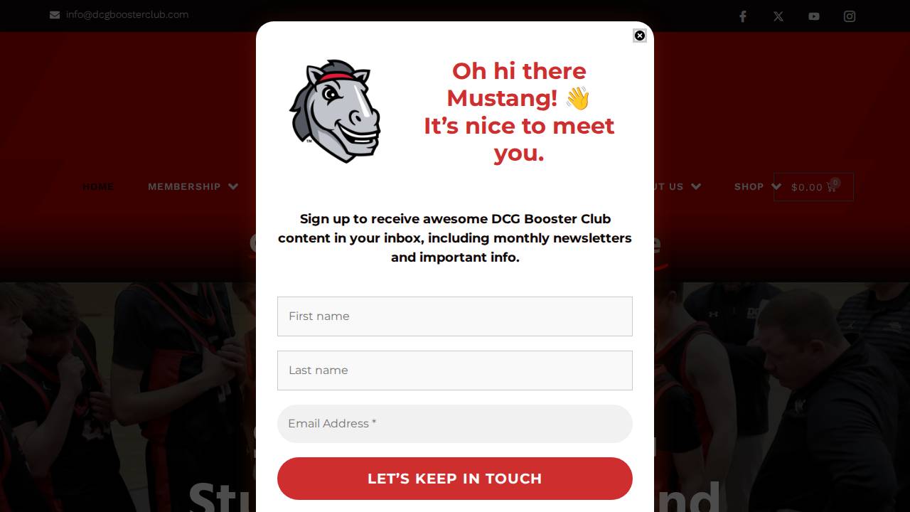 Dallas Center Grimes Booster Club, DCG Booster Club website screenshot