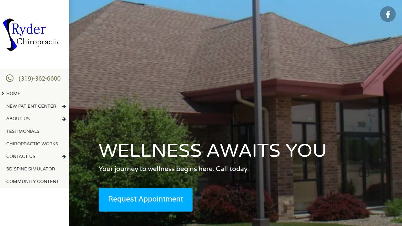 Ryder Chiropractic Center website screenshot
