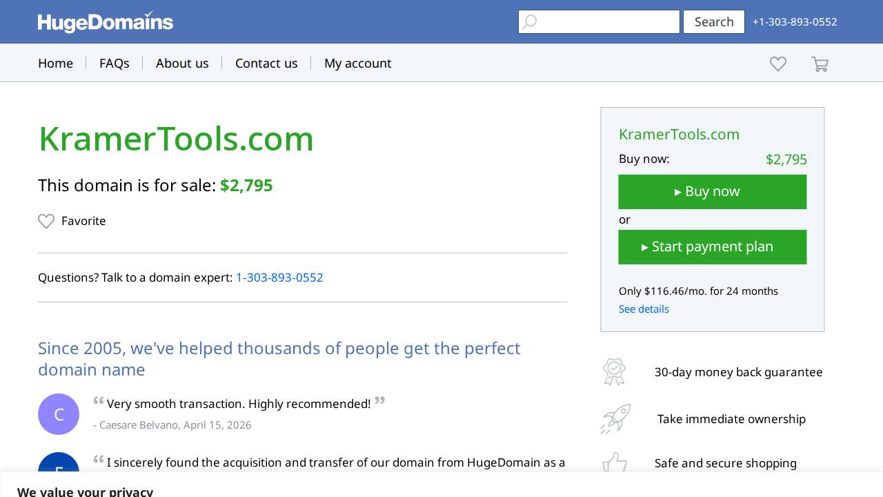 Kramer Tool & Engineering website screenshot