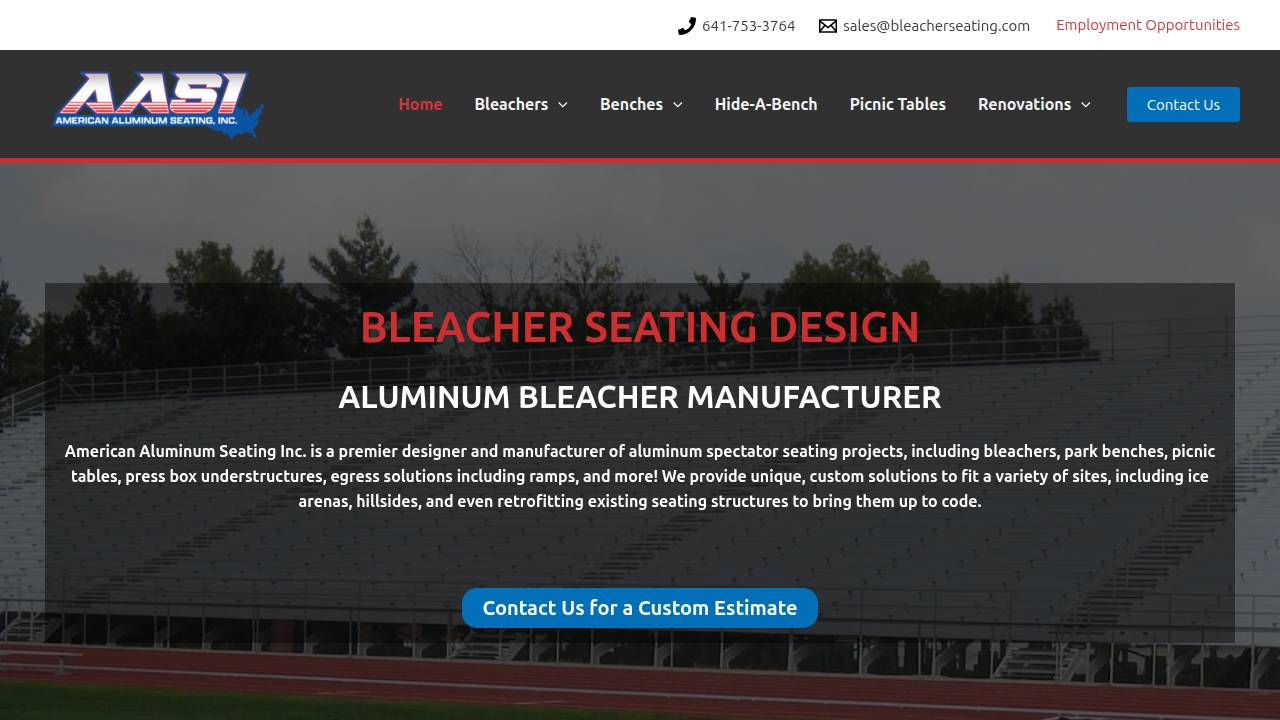 American Aluminum Seating INC website screenshot