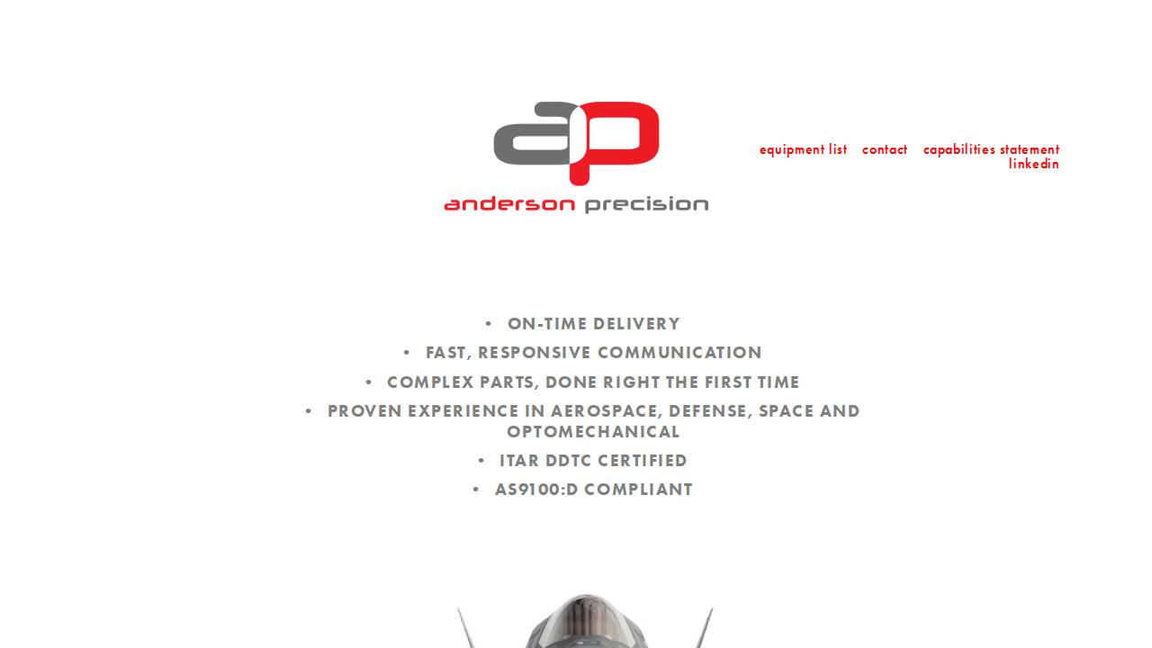 Anderson Precision Machining INC website screenshot