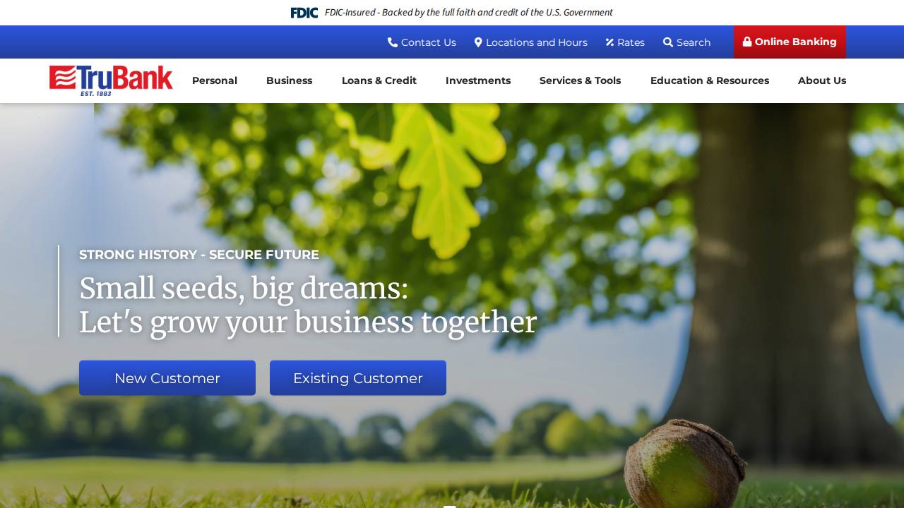 Trubank website screenshot