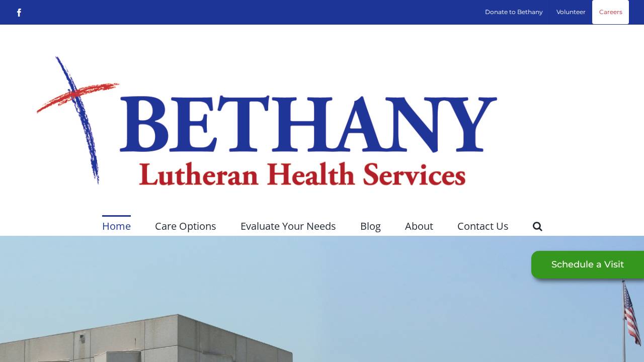 Bethany Lutheran Home website screenshot