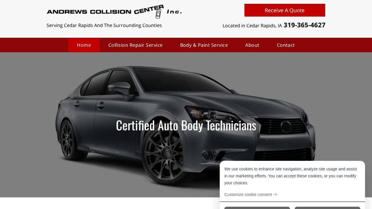 Andrews Collision Center INC website screenshot