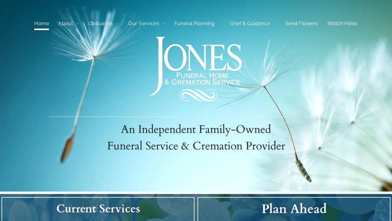 Jones Funeral Home INC website screenshot