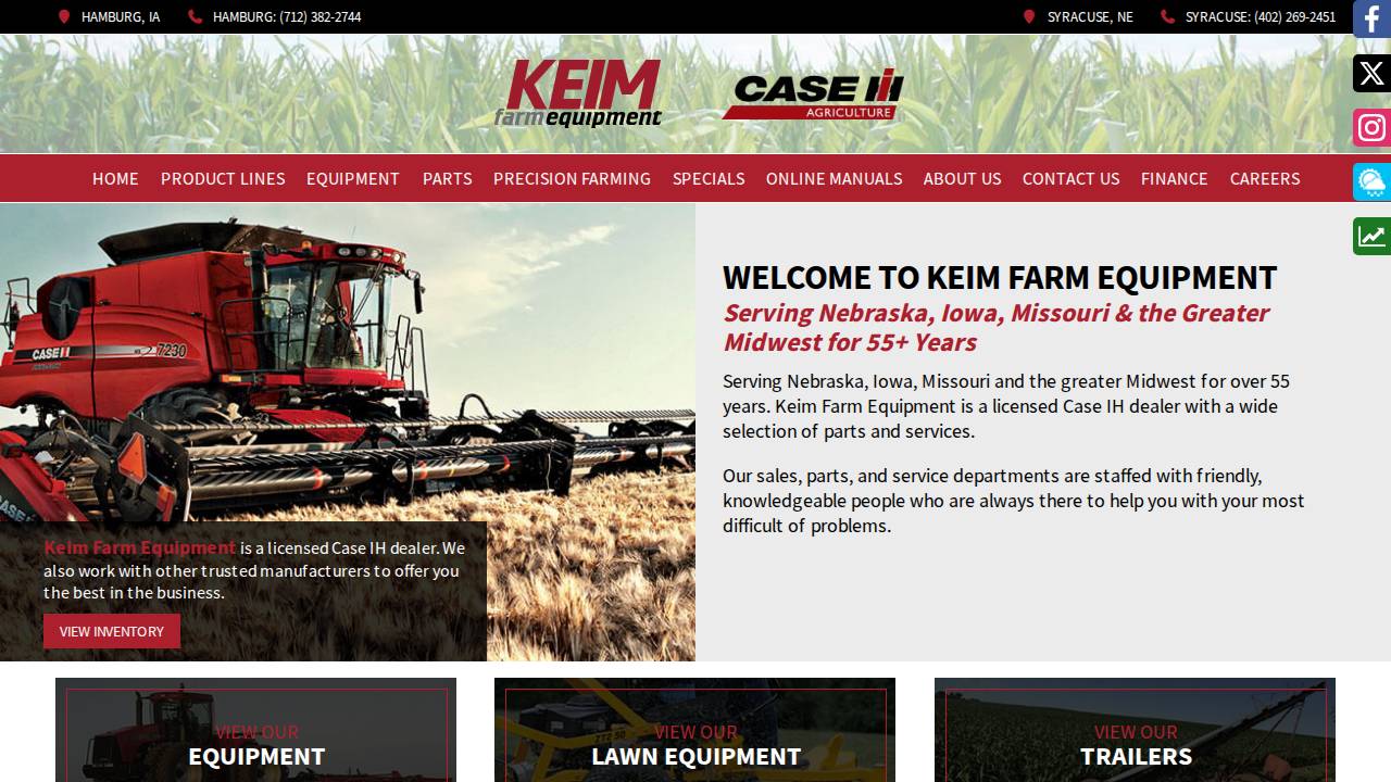 Keim Farm Equipment Inc website screenshot