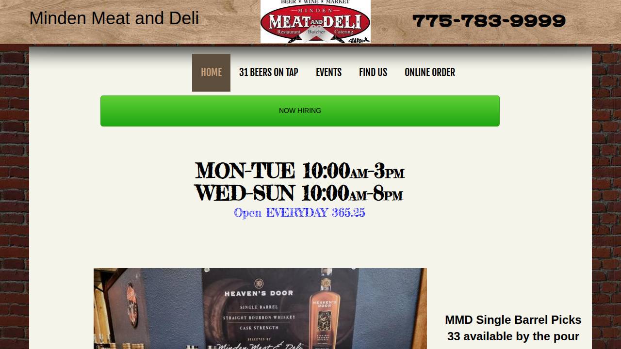Minden Custom Meats Inc, Minden Meat Market website screenshot