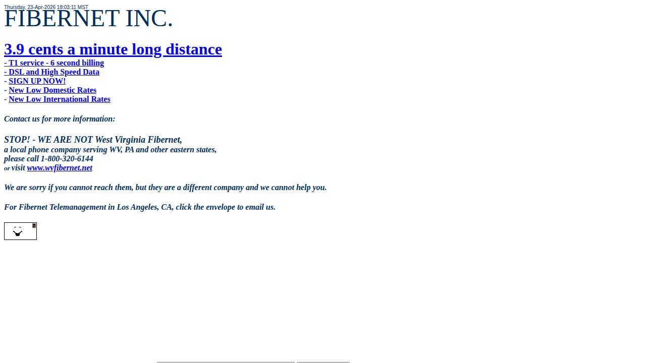 Fibernet Communications LC, Fibe website screenshot