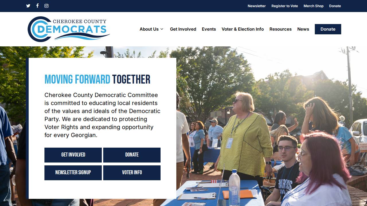 Cherokee County Democratic Party website screenshot