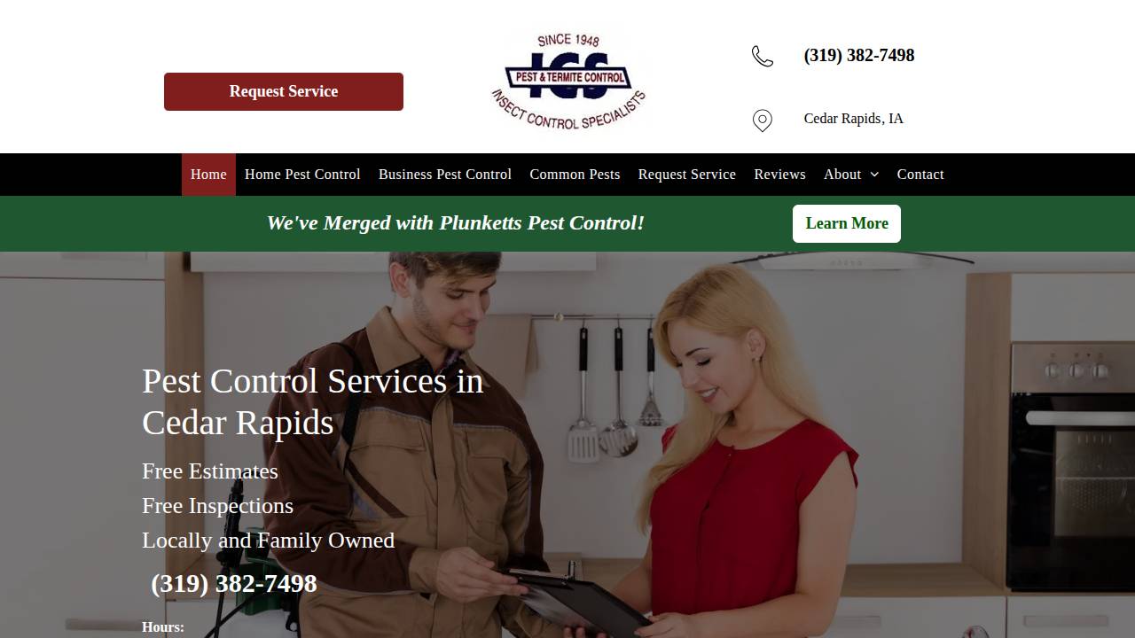 Insect Control Specialists INC website screenshot
