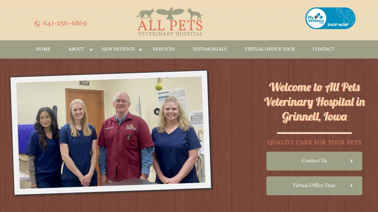 ALL Pets Veterinary Hospital PC website screenshot