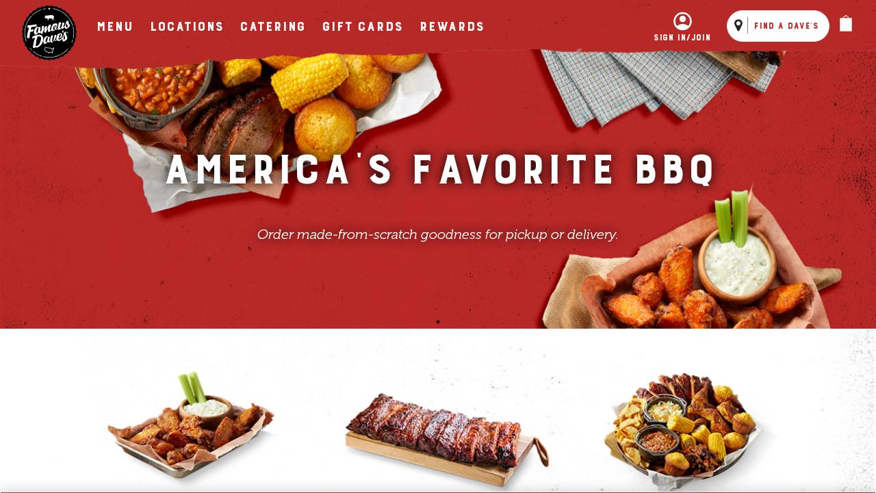 Famous Dave's Ribs Inc website screenshot
