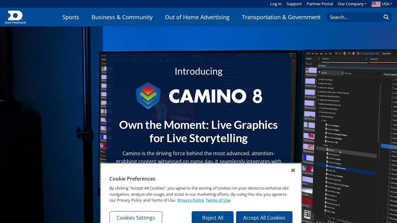Daktronics INC & Subsidiaries, Scoreboard Sales & Service website screenshot